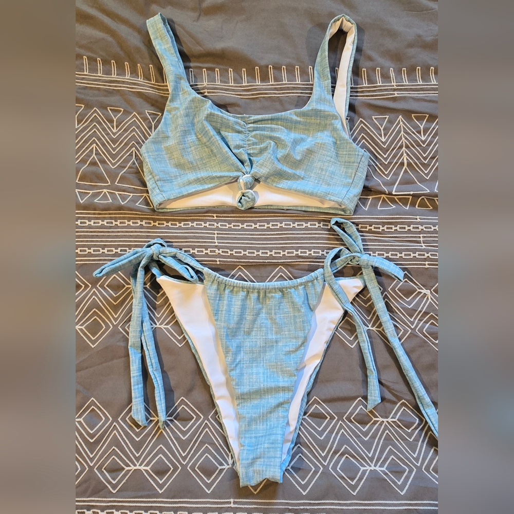 La Porte Womens Light Blue Bikini Size Large